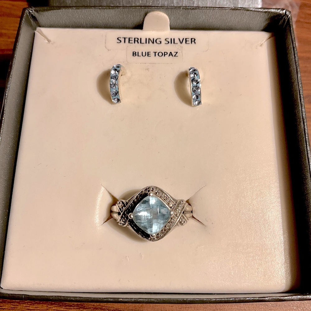 Vintage Blue Topaz Sterling Set